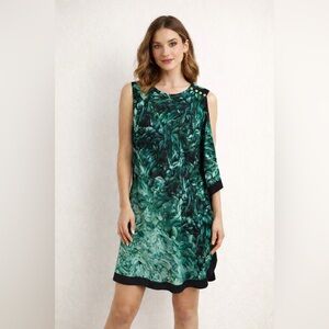 Ted Baker Green Asymmetrical Tropical Sheath Dress